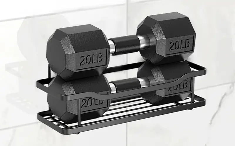 Matte Black Adhesive Shower Rack Organizer (2pcs Set)