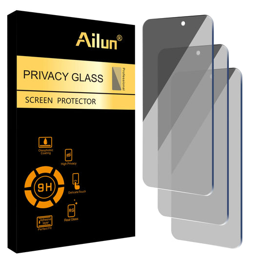 Ailun Privacy Screen Protector for iPhone 16 / iPhone 15 / iPhone 15 Pro [6.1 Inch] 3 Pack Anti Spy Private Tempered Glass Anti-Scratch Case Friendly [3 Pack][Not for iPhone 16 Pro 6.3 inch]