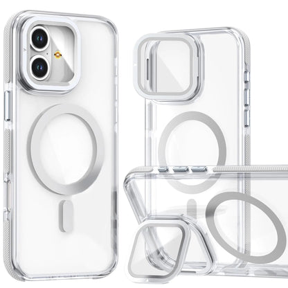 CCSmall for Apple iPhone 16 Case Clear with Camera Lens Ring Stand [Crystal Anti-Yellowing] Compatible with MagSafe Girls Women Transparent Shockproof Bumpers Cases Cover for iPhone 16 XC Clear