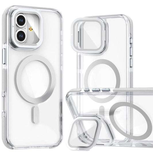 CCSmall for Apple iPhone 16 Case Clear with Camera Lens Ring Stand [Crystal Anti-Yellowing] Compatible with MagSafe Girls Women Transparent Shockproof Bumpers Cases Cover for iPhone 16 XC Clear