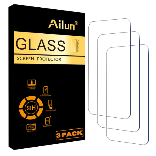 Ailun Glass Screen Protector for iPhone 16 Plus/iPhone 15 Plus/iPhone 15 Pro Max [6.7 Inch] Display 3 Pack Tempered Glass Dynamic Island Compatible Case Friendly[Not for iPhone 16 Pro Max 6.9 Inch]