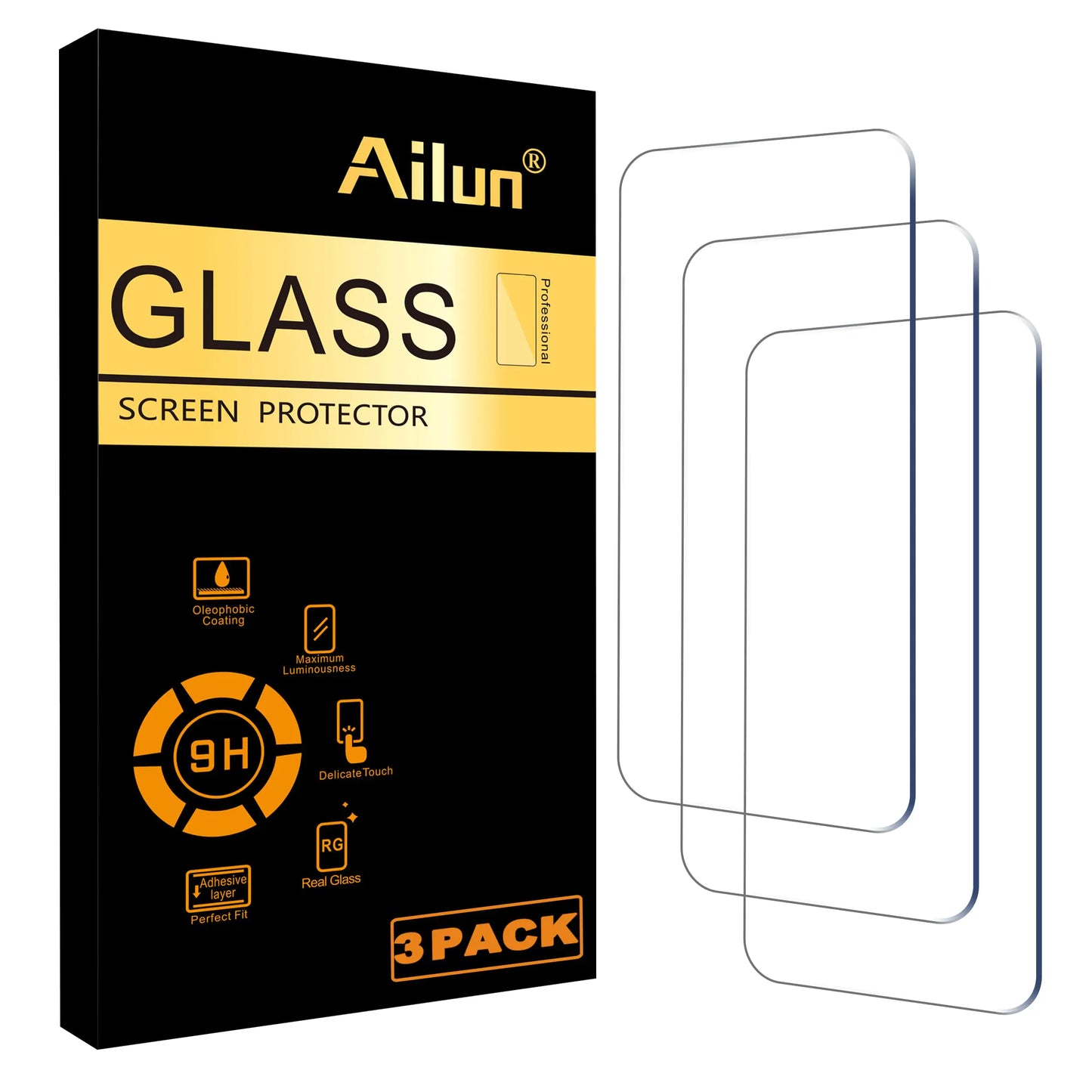 Ailun Glass Screen Protector for iPhone 16 Plus/iPhone 15 Plus/iPhone 15 Pro Max [6.7 Inch] Display 3 Pack Tempered Glass Dynamic Island Compatible Case Friendly[Not for iPhone 16 Pro Max 6.9 Inch]