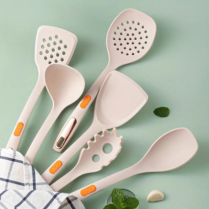 7pcs Reusable Silicone Kitchen Utensil Set with Strips