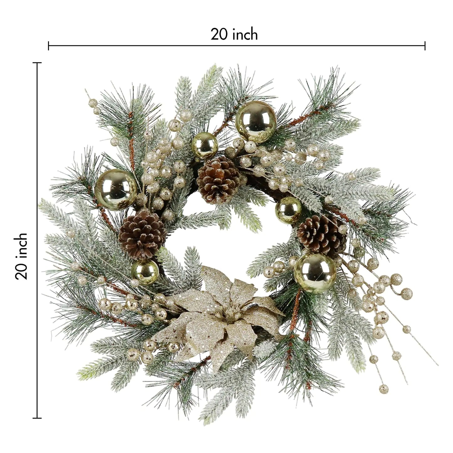 Christmas Wreath 20 Inch Christmas Door Decoration Garland With Warm Lights