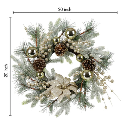 Christmas Wreath 20 Inch Christmas Door Decoration Garland With Warm Lights