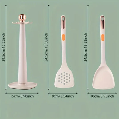 7pcs Reusable Silicone Kitchen Utensil Set with Strips