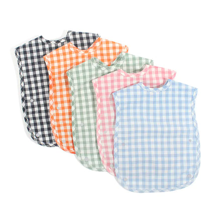 Fashion Plaid Waterproof Cotton Bib for Infants and Kids