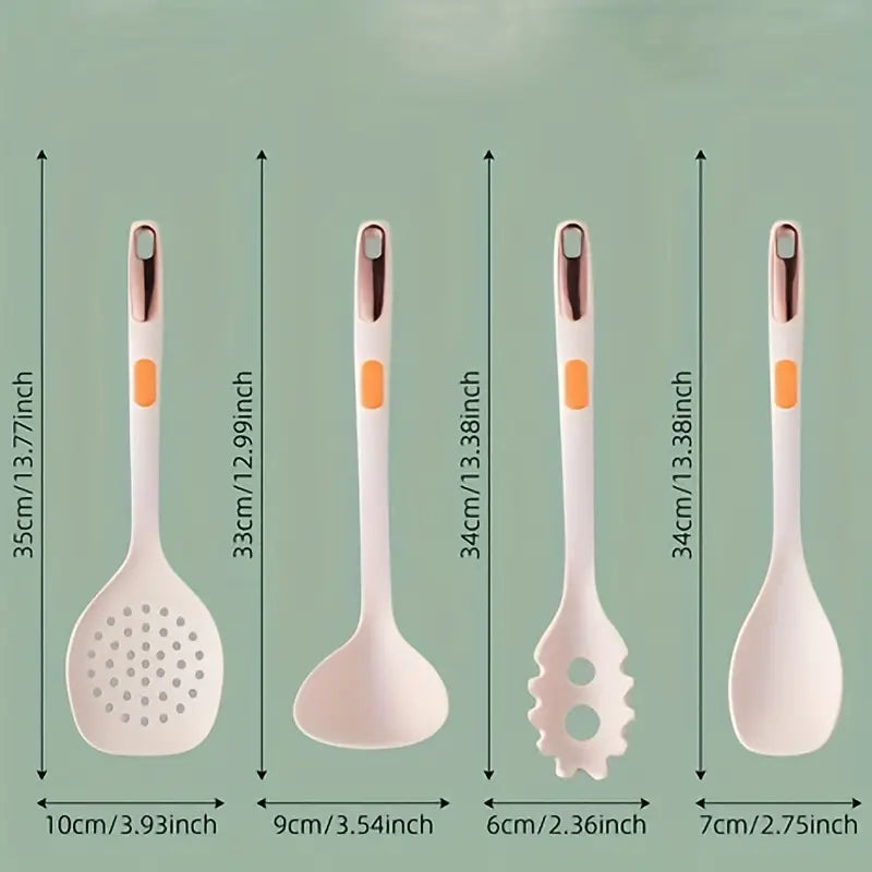 7pcs Reusable Silicone Kitchen Utensil Set with Strips