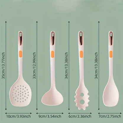 7pcs Reusable Silicone Kitchen Utensil Set with Strips