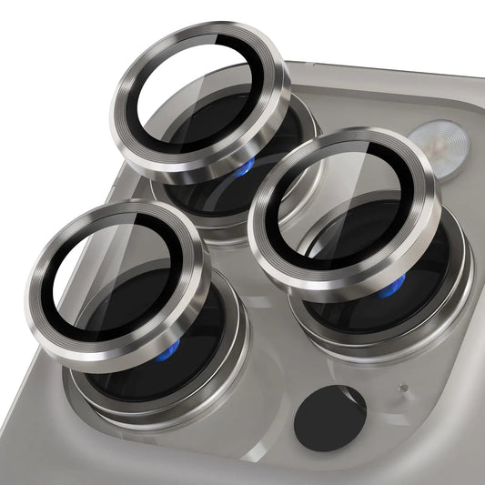 Misea Compatible for iPhone 16 Pro/iPhone 16 Pro Max Camera Lens Protector Ultra-HD Tempered Glass Camera Cover Screen Protector Metal Individual Ring Protector Accessories Natural Titanium