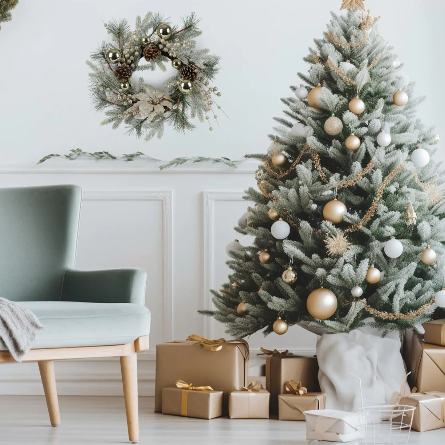 Christmas Wreath 20 Inch Christmas Door Decoration Garland With Warm Lights