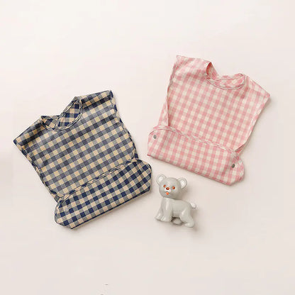 Fashion Plaid Waterproof Cotton Bib for Infants and Kids